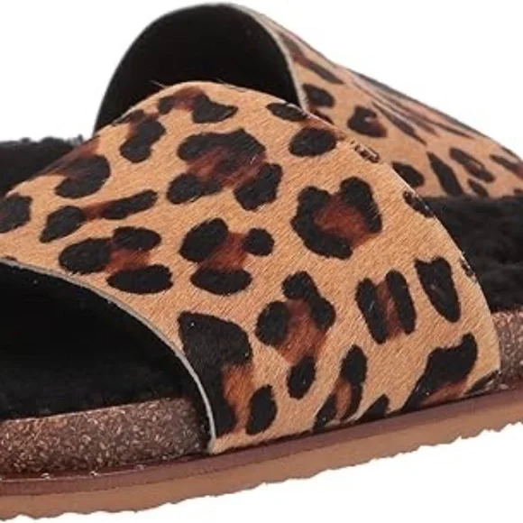 New Vince Camuto Women's Kanadial Slide Sandal Suede calf Hair Faux Fur Slip On - Picture 2 of 9